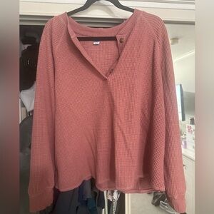 Pink thermal knit long sleeve